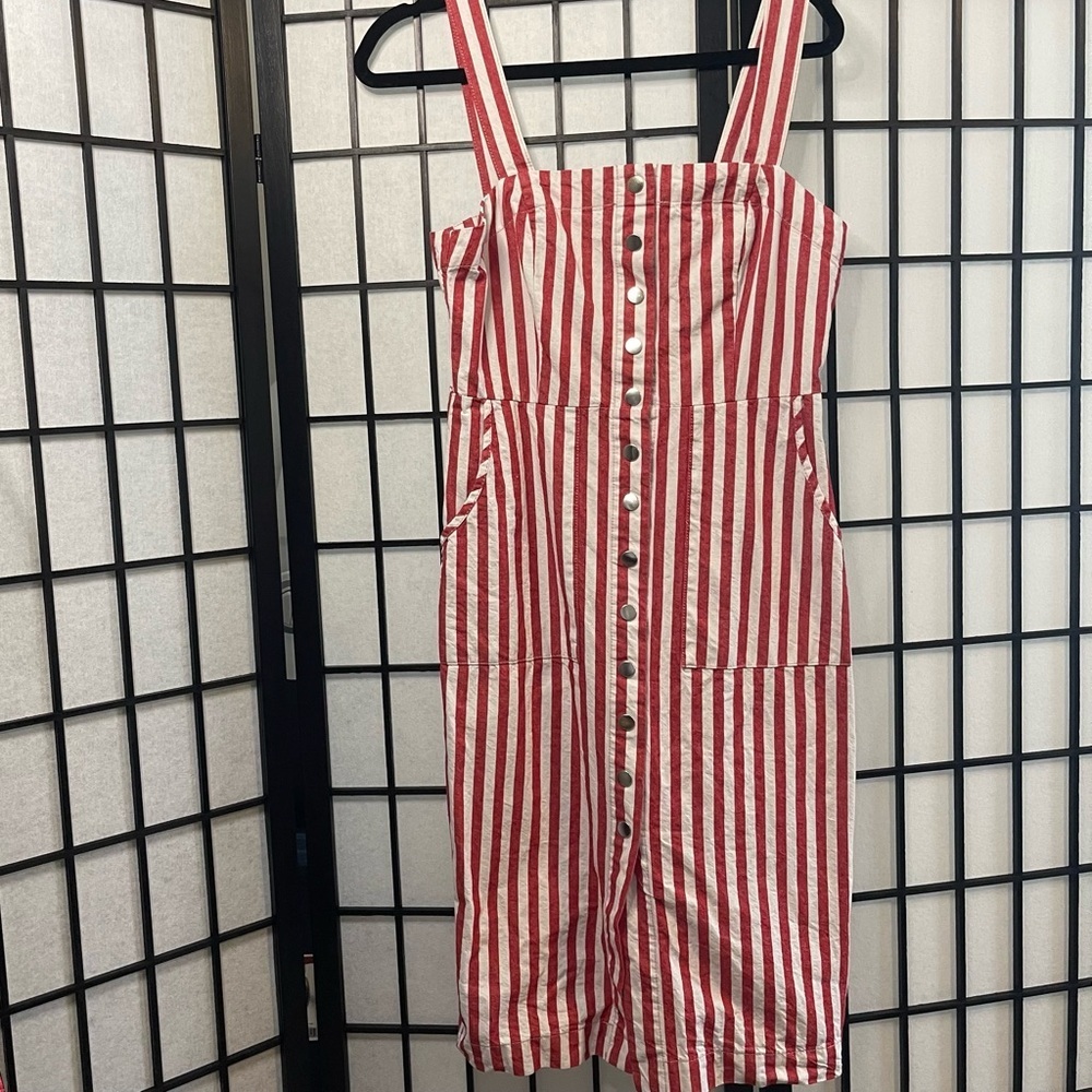 Forever21 Striped Red and White Button-Down Dress M - Picture 2 of 5